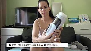 Anna unpacked the masturbator and tested it with a footjob 😏