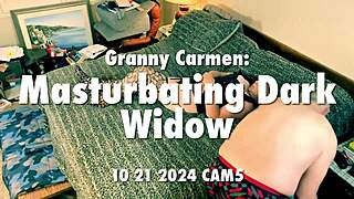 granny carmen, aka dark widow, works her dildo in homemade fun