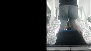 Check out this hot Mexican teen bent over in gym leggings, damn!