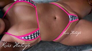 I wore my bikini tight in my pussy, and the naughty masseuse got so horny when I went topless!