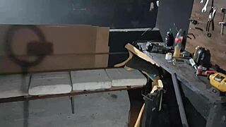 Young woman takes car to mechanic in garage