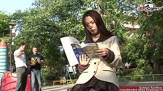 Hairy Asian Girl Picked Up for Raw Anal on Street