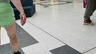 trashy kiwi girl shows off at the mall and on a busy public street