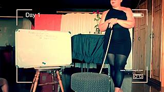 dominatrix april welcomes a man home for kinky caning and fucking 😈