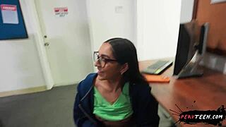 Watch this sneaky blowjob under the table in class with that horny pervteen.