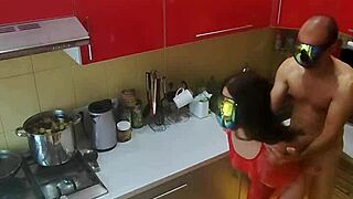 Hidden Cam Catches Mature Milf Getting Roughly Fucked In Kitchen By Amateur