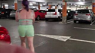 trashy kiwi girl shows off at the mall and on a busy public street