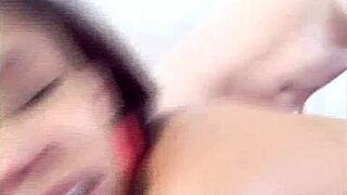 Black goddess rides big black cock in hardcore threesome