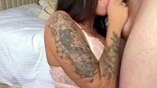 wife sucking stranger's cock and riding him while filming for cuckold husband