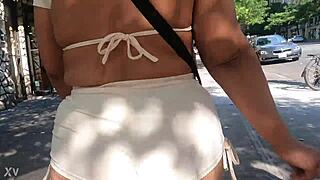 Walking in public flashing ass with mini shorts! 😜