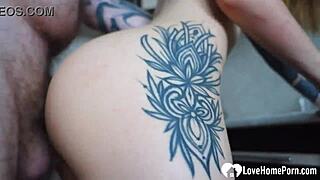 Filthy step sis begs for swift kitchen cock pounding