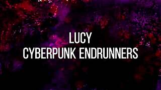 lucy cyberpunk dominates with feet and toys in wild play