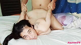 Enjoying a great homemade interracial creampie with petite milf