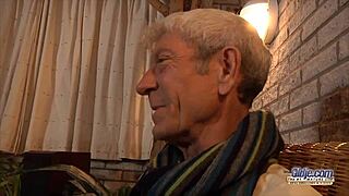 Teen oils up old man for massage, ending with hardcore banging.