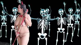 preview of super hot halloween party with agarabas and olpr dancing close-up.