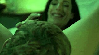 Melanie Brooks rides big cock in intense cowgirl transsexual scene