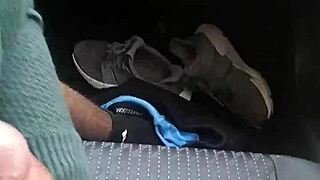 Sloppy blowjob performed outdoors in public by amateur couple