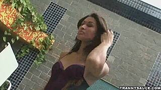 brazilian shemale babe enjoys solo time with her cock