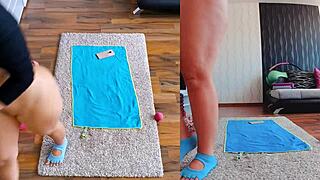 you wont believe what happens in this intense dual cam naked yoga session with big ass worship