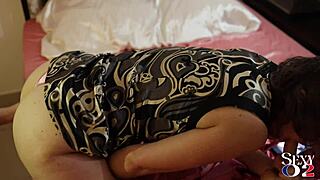 French amateur in satin panties gets deepthroat and ass to mouth action?