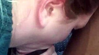 Sloppy blowjob performed outdoors in public by amateur couple