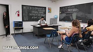 College student vina sky interacts with her supervisor on the last day