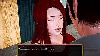 in my new family, the redhead amateur plays erotic games with big tits and ass