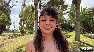 Curly haired pixie gets fucked good on the sofa! 😘