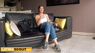 curvy colombian teen 18+ sucks off a huge cock at bikini casting.