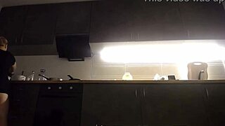 she's cooking in kitchen while riding dildo and masturbating wet pussy