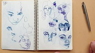 quick sketch with parker ballpoint pen my sketchbook doggy-style foot fetish
