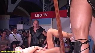 Skinny European Babe Gets Banged Hard On Public Stage With Big Cock Deepthroat And Group Action.