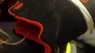 Friend has fun trashing my sneakers with fetish enthusiasm