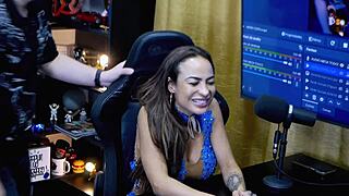 Belinha Baracho Bends Over Podcast Table Showing Off Huge Ass in Detail