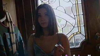 teen gives pov blowjob then rides cock in hardcore session