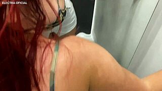 Seller in fitting room gives blowjob