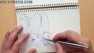 quick sketch with parker ballpoint pen my sketchbook doggy-style foot fetish