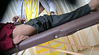 hey, i'm desi doctor sahiya giving a quick handjob to my patient.