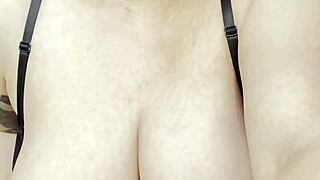 The blonde with big natural boobs reveals her sexy body in lingerie