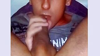 Self-sucking with cum and cucumber feels amazing