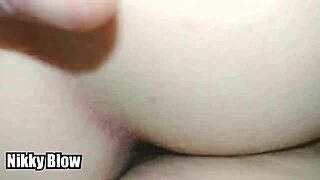 closeup pov of bareback cumshot in pussy