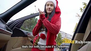 teen in sexy santa outfit doing christmas delivery for cash... wow! 🎅