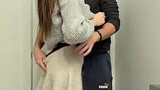 Petite Girl Moans Loudly While Bent Over in Toilet