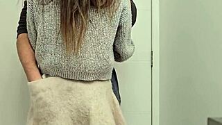 Petite Girl Moans Loudly While Bent Over in Toilet