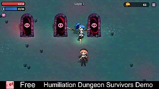 Intense humiliation in femdom dungeon with monster game survivors demo