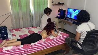 Stunning 18-year-old latina drilled by boyfriend’s best friend in game