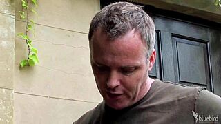 Milf in red stockings pounded doggy style hard