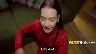 teen in sexy santa outfit doing christmas delivery for cash... wow! 🎅