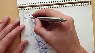 quick sketch with parker ballpoint pen my sketchbook doggy-style foot fetish