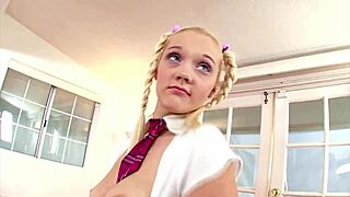 mindy belle, 19 yo blonde cutie, gives pov blowjob to huge cock